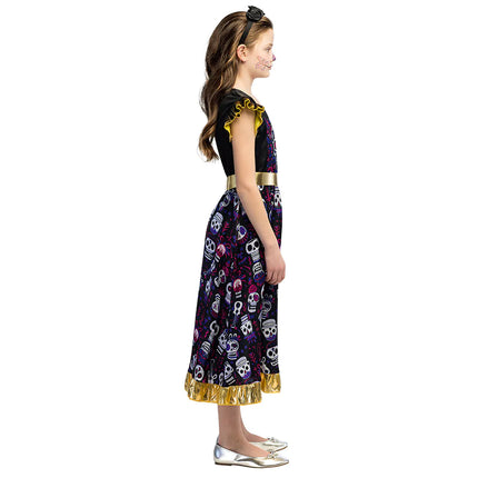 Dia De Los Muertos Vestido Niña Mangas Volantes