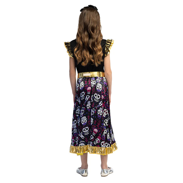 Dia De Los Muertos Vestido Niña Mangas Volantes