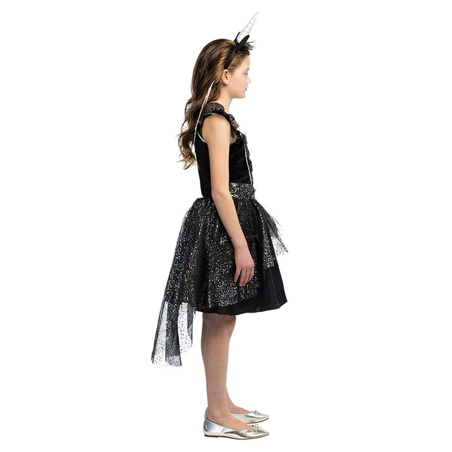Vestido Unicornio Niña Negro