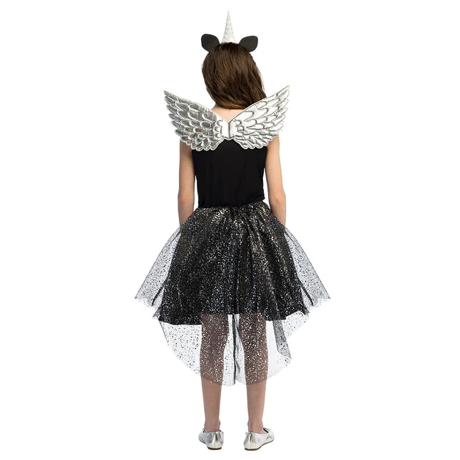 Vestido Unicornio Niña Negro