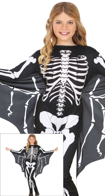 Disfraz de Halloween Negro Blanco Niño Murciélago Esqueleto