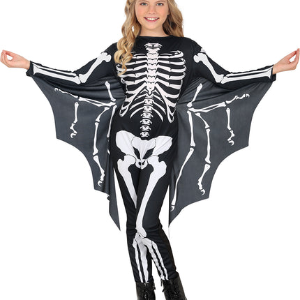Disfraz de Halloween Negro Blanco Niño Murciélago Esqueleto