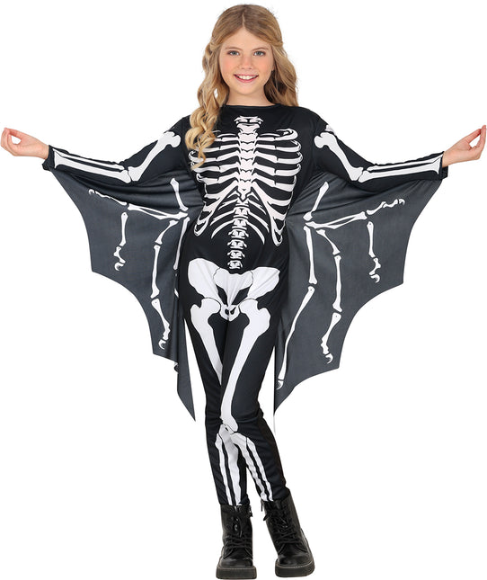 Disfraz de Halloween Negro Blanco Niño Murciélago Esqueleto