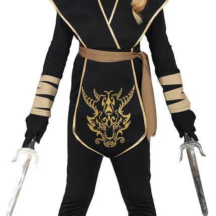 Traje Ninja Negro Dorado Niña