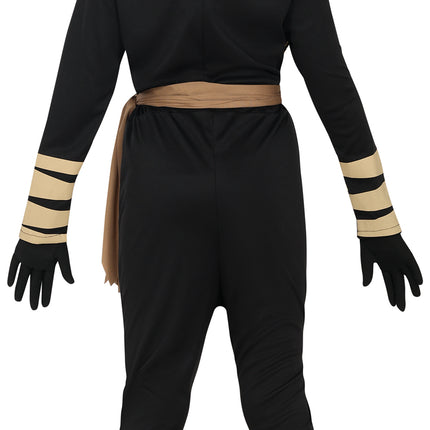 Traje Ninja Negro Dorado Niña