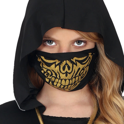 Traje Ninja Negro Dorado Niña