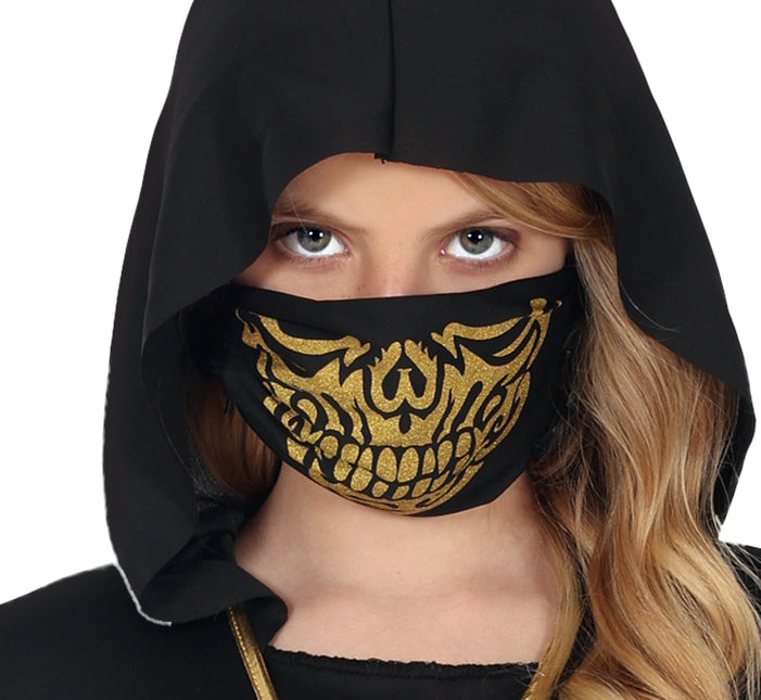 Traje Ninja Negro Dorado Niña
