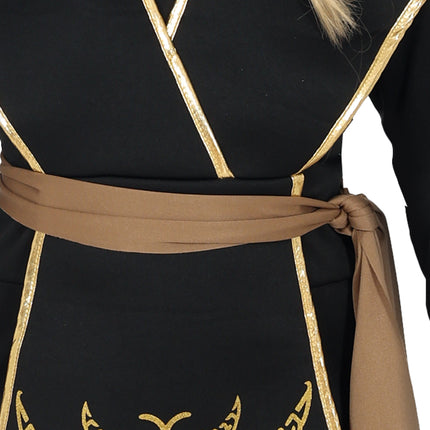 Traje Ninja Negro Dorado Niña