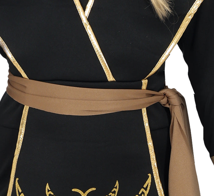 Traje Ninja Negro Dorado Niña
