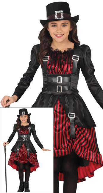 Vestido Halloween Rojo Negro Niña Gótico