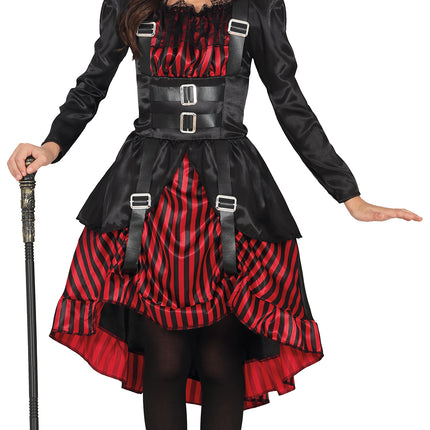 Vestido Halloween Rojo Negro Niña Gótico