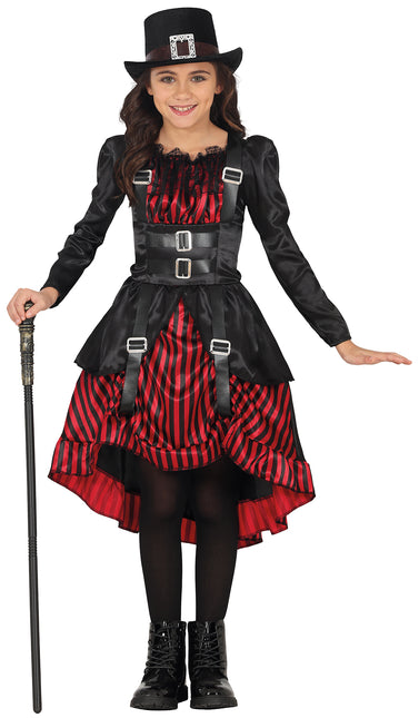 Vestido Halloween Rojo Negro Niña Gótico