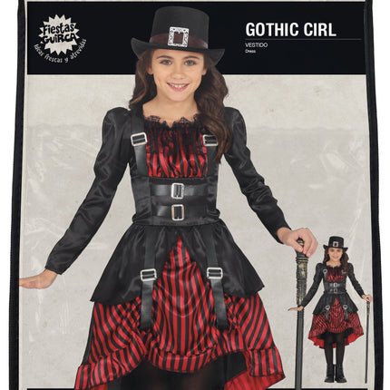 Vestido Halloween Rojo Negro Niña Gótico