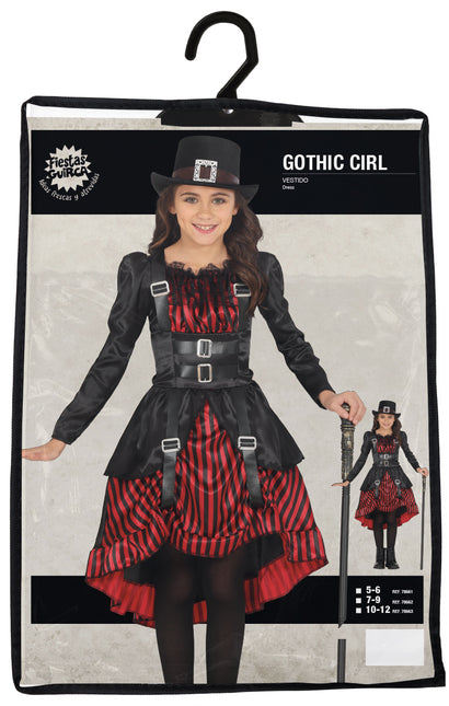 Vestido Halloween Rojo Negro Niña Gótico