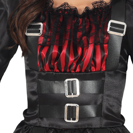 Vestido Halloween Rojo Negro Niña Gótico