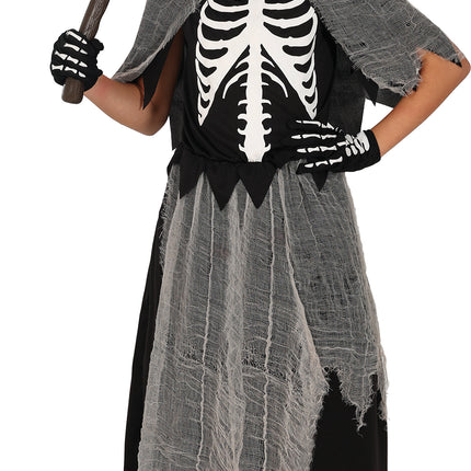 Vestido Halloween Niña Esqueleto Parca