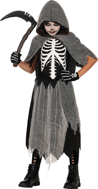 Vestido Halloween Niña Esqueleto Parca