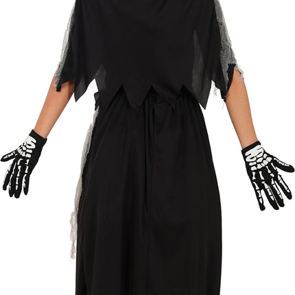 Vestido Halloween Niña Esqueleto Parca
