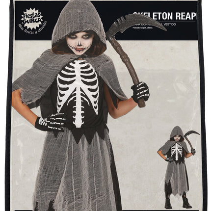 Vestido Halloween Niña Esqueleto Parca