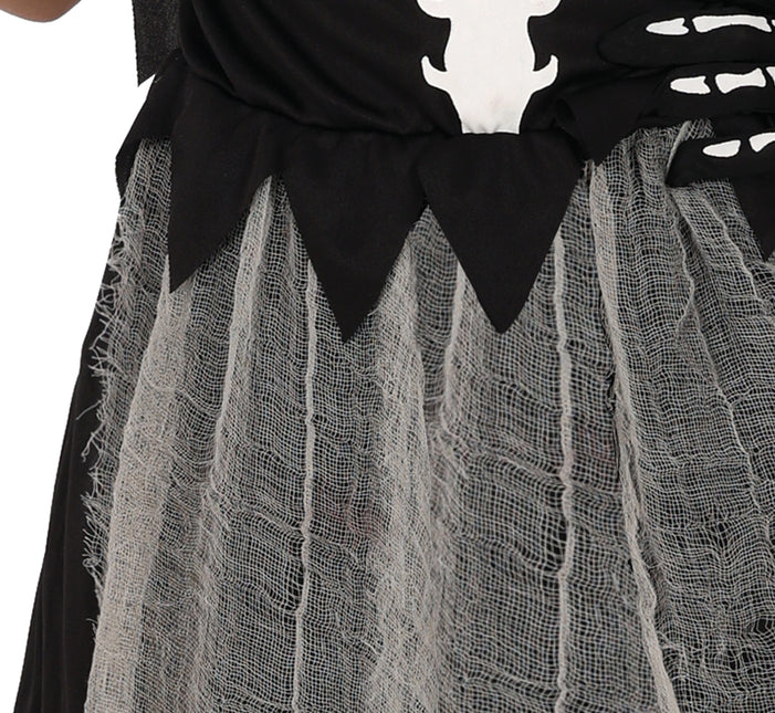 Vestido Halloween Niña Esqueleto Parca