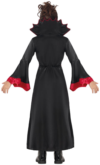 Disfraz Halloween Negro Rojo Niña Vampiro Largo