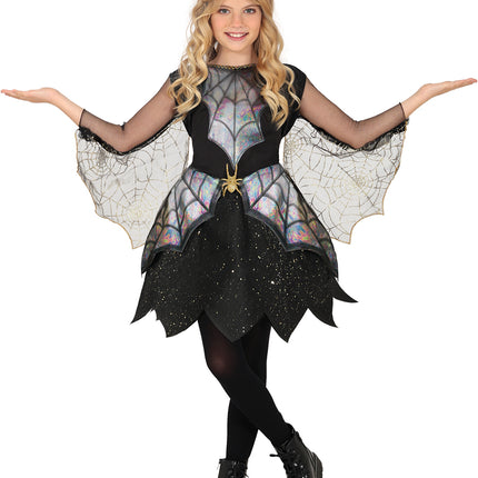 Vestido Halloween Niña Telarañas Y Araña