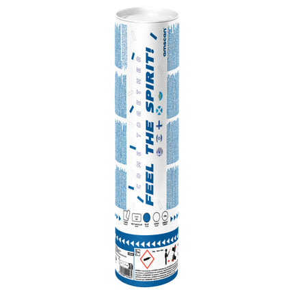 Cañón de confeti azul blanco