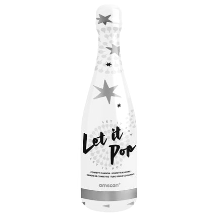 Botella confeti plata 32cm