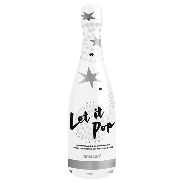 Botella confeti plata 32cm
