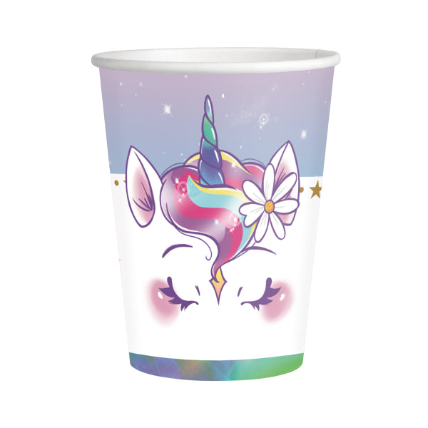 Vasos Unicornio de Colores 250ml 8uds