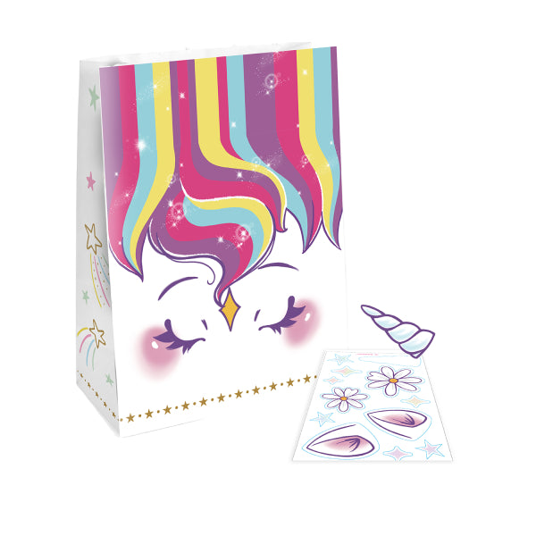 Unicornio Bolsas para compartir de colores 21cm 8uds