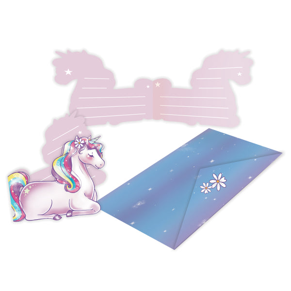 Invitaciones Y Sobres Unicornio 8pcs