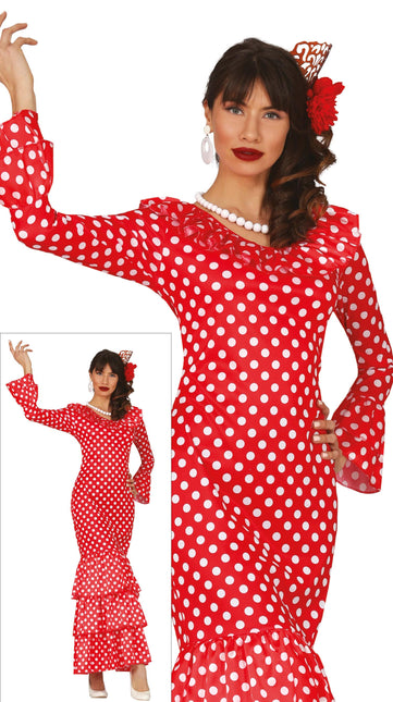Vestido Español Flamenco Lunares Blancos