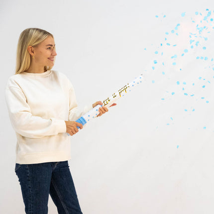 Cañón de confeti azul claro 60 cm