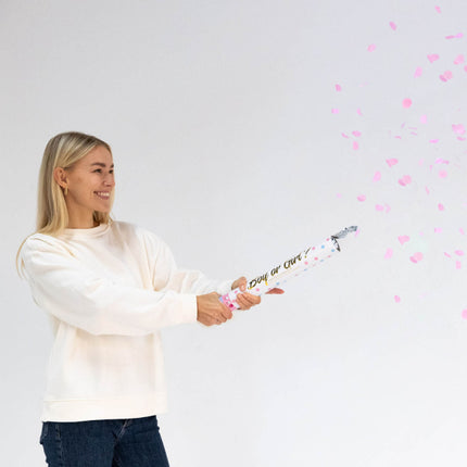 Cañón de confeti para revelar el sexo Rosa 40cm