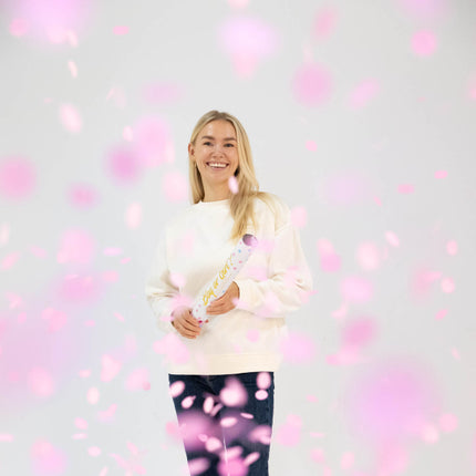 Cañón de confeti para revelar el sexo Rosa 40cm