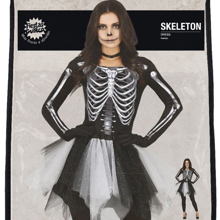 Esqueleto Vestido Halloween Señoras Negro
