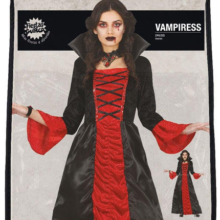 Disfraz de Vampiresa Halloween Mujer Rojo Negro