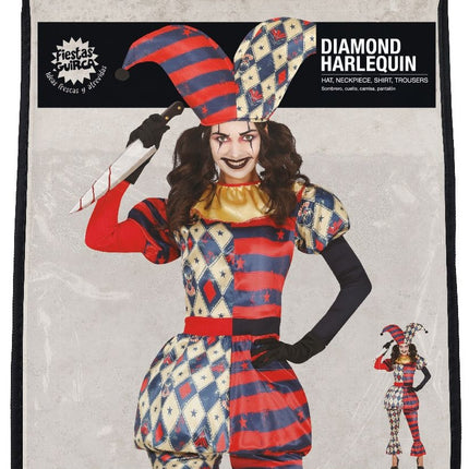 Disfraz de Arlequín de Halloween Damas horror