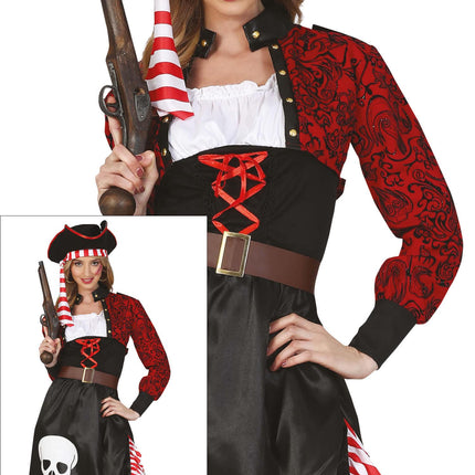 Vestido Pirata Rojo Negro Damas