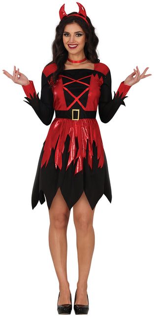 Vestido Halloween Negro Rojo Señoras Diablo