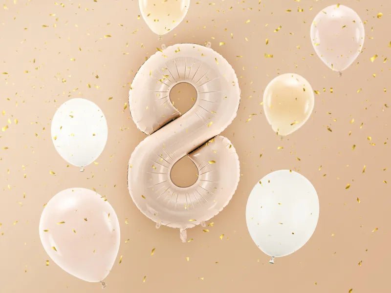8 Jaar Cijfer Ballon Beige Glans Leeg 72cm van Partydeco koop je bij Partywinkel