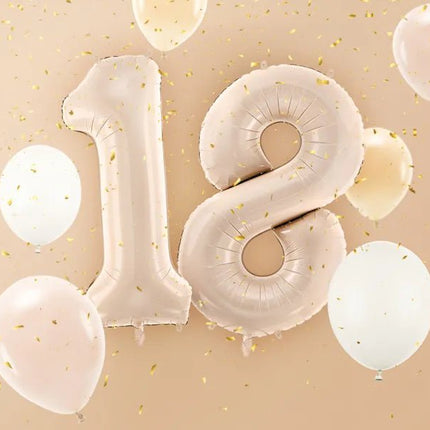 8 Jaar Cijfer Ballon Beige Glans Leeg 72cm van Partydeco koop je bij Partywinkel