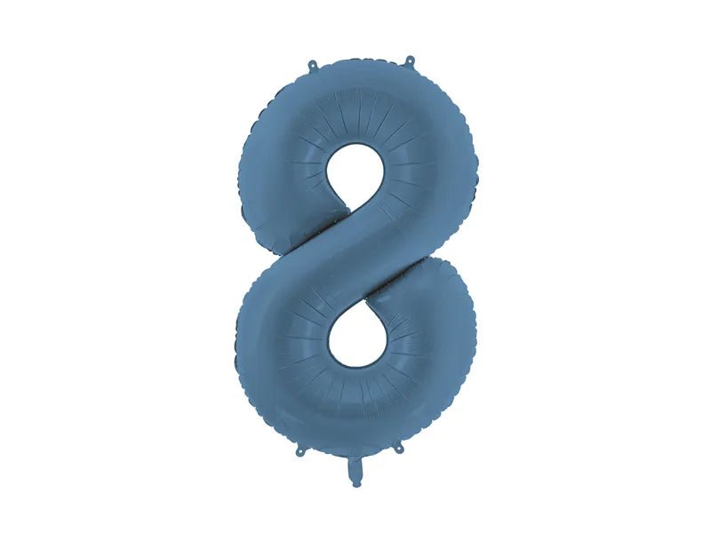 8 Jaar Cijfer Ballon Blauw Mat Leeg 86cm van Partydeco koop je bij Partywinkel