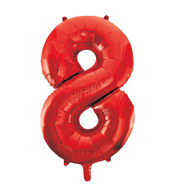8 Jaar Cijfer Ballon Rood Leeg 86cm van Unique koop je bij Partywinkel