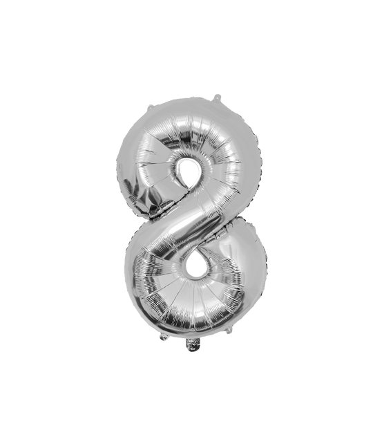 8 Jaar Cijfer Ballon Zilver Leeg 86cm - Partywinkel - 8716764237331