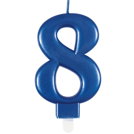 8 Jaar Kaars Blauw 12cm van Unique koop je bij Partywinkel