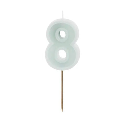 8 Jaar Kaars Lichtgroen 10cm van Partydeco koop je bij Partywinkel