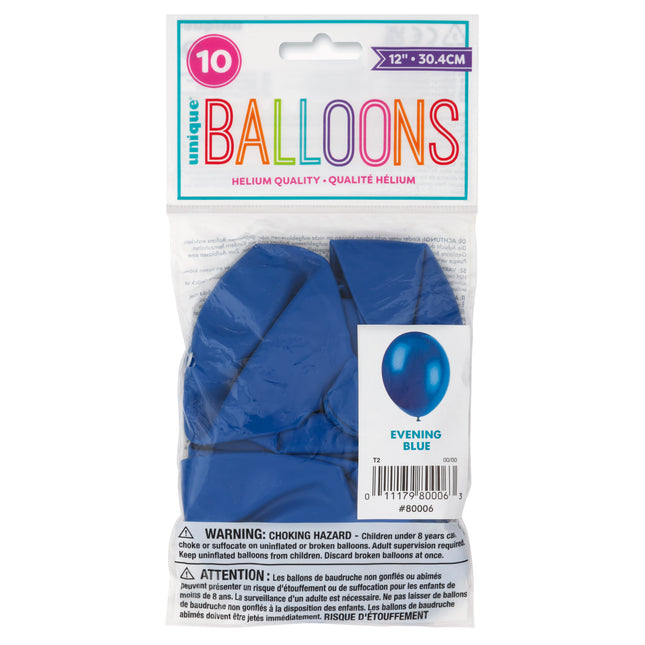 12" Globos de Látex Premium, 10ct - Azul Noche