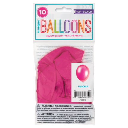 12" Globos de Látex Premium, 10ct - Fucsia